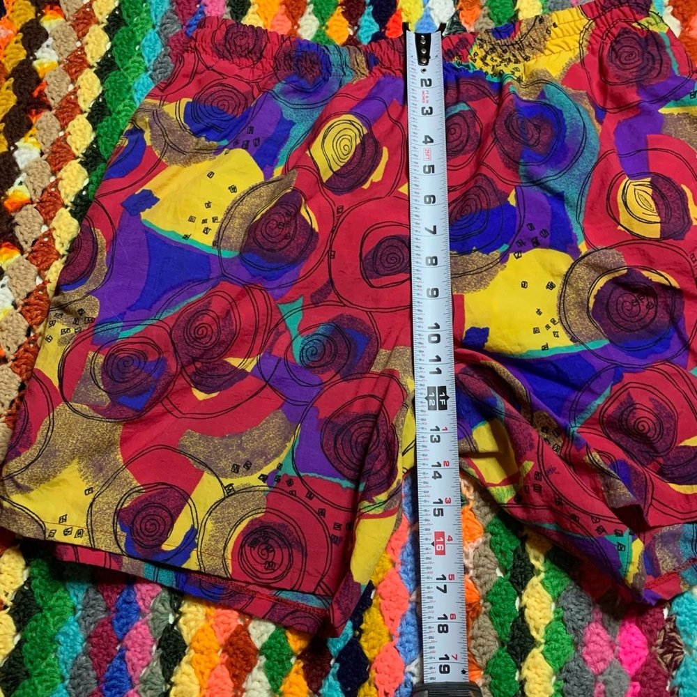 Vintage 90s Dash Neon Rainbow Abstract Pocket Statement Lightweight Swim… - Picture 11 of 14